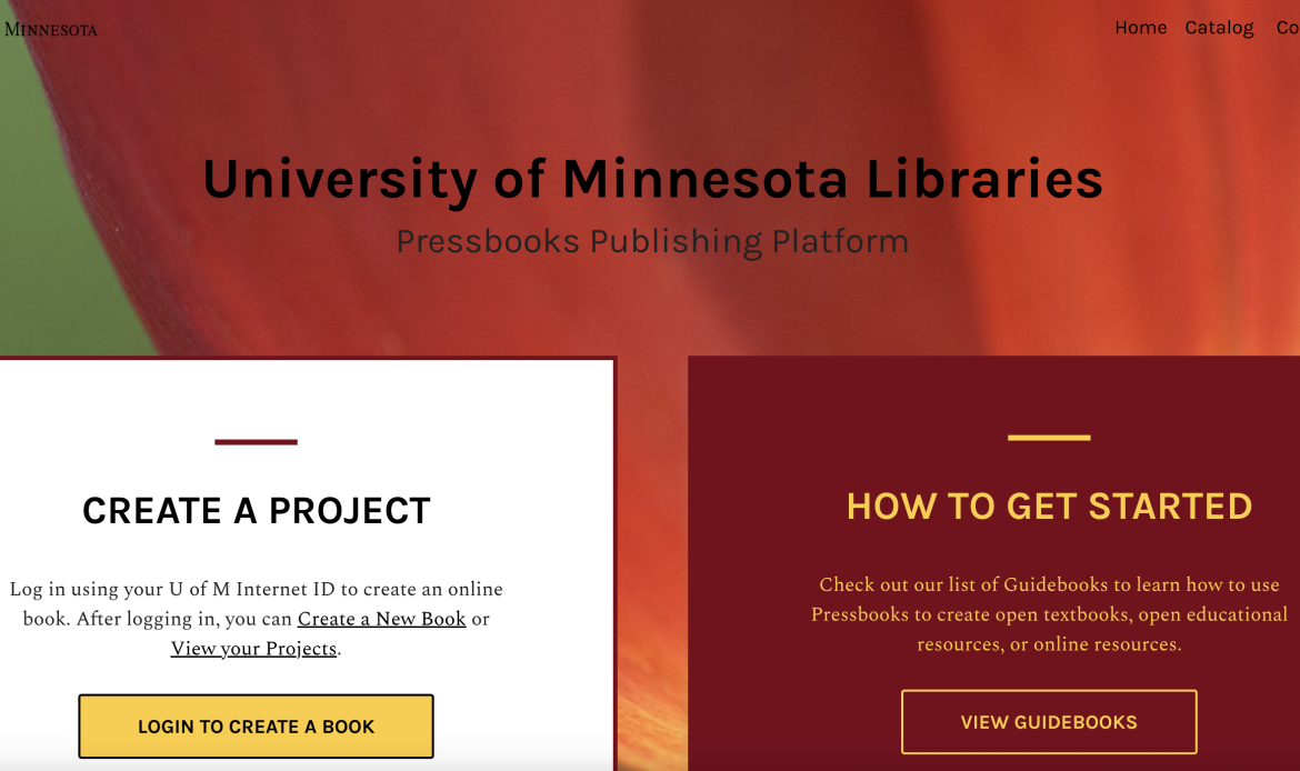 University of Minnesota Pressbooks homepage